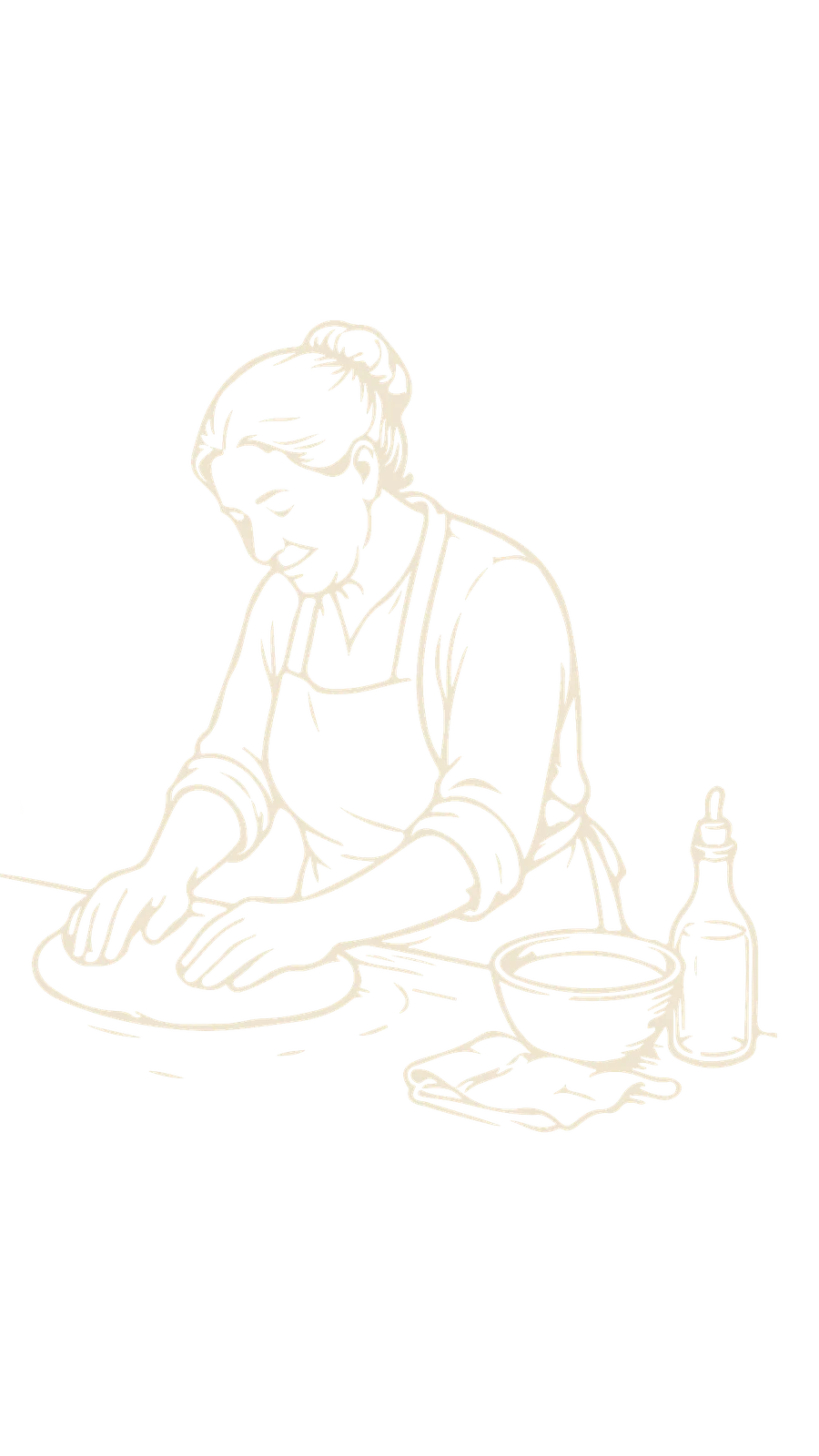 Disegno di Mamm'Anna che stende l'impasto
